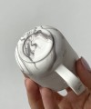 MARBLE porcelain coffe cup square handle