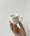 WHITE MATT  porcelain coffe cup square handle