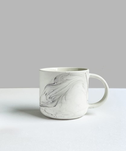 MARBLE porcelain mug 160 ml round handle