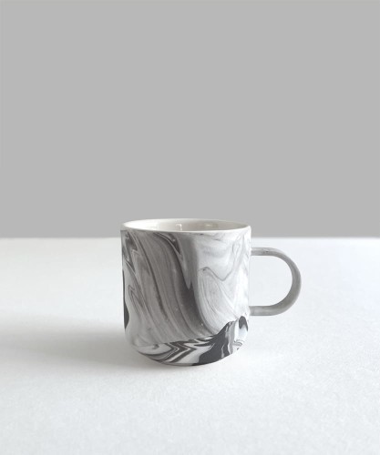 MARBLE porcelain coffe cup round handle