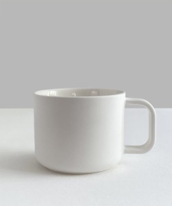WHITE MAT porcelain mug 350 ml square handle