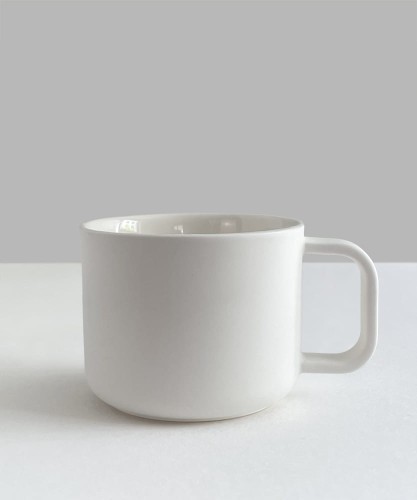 WHITE MAT porcelain mug 350 ml square handle