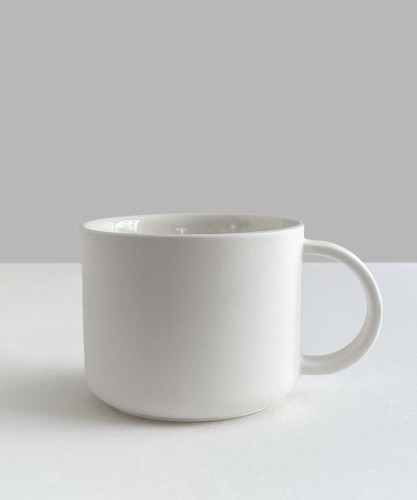 WHITE MATT porcelain mug 350 ml round handle