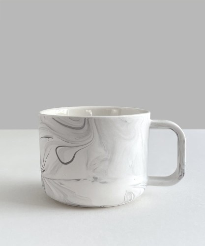 MARBLE porcelain mug 350 ml square handle